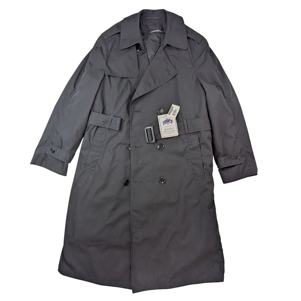 DSCP Garrison All Weather Trench Coat Mens 38R Black Military Lined NWT
